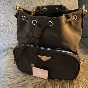 Brand New Brown Nylon Bucket Bag